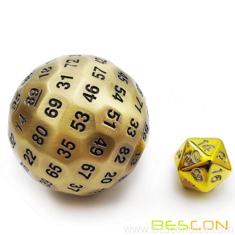 Solid Metal 100 Sided Polyhedral Dice 5 Solid Metal 100 Sided Polyhedral Dice 5